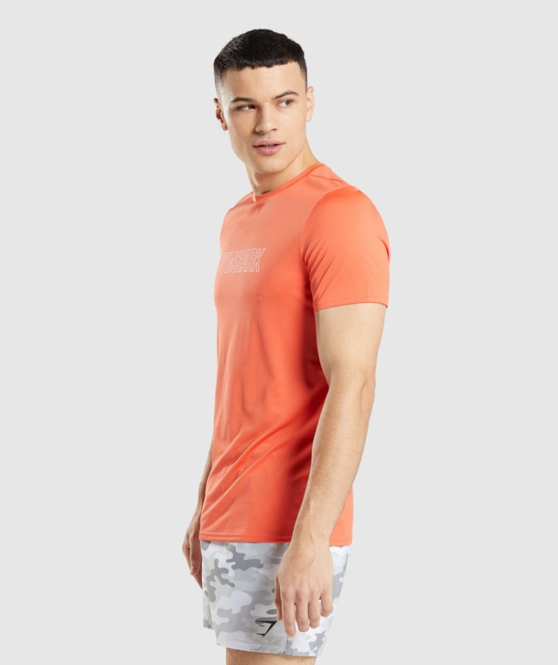 Koszulki Gymshark Arrival Grafiką Męskie Pomarańczowe | PL 402FJZ